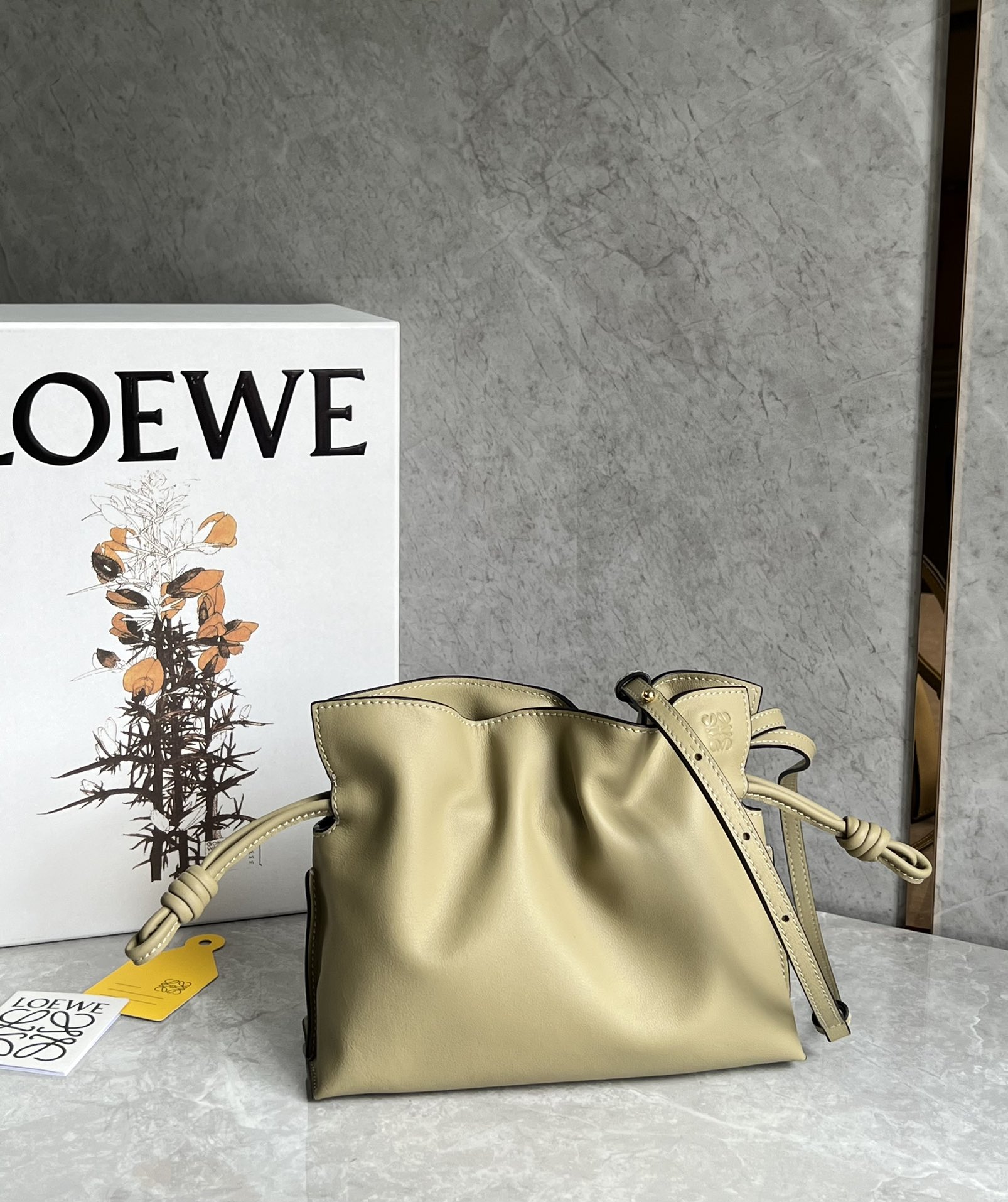 Loewe Mini Flamenco clutch in nappa calfskin Clay Green